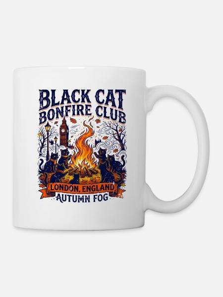 Black Cat Bonfire Club London England - Tasse - Weiß