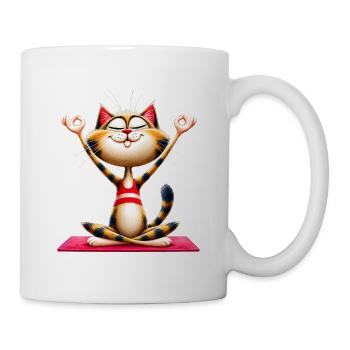 Katze macht Yoga | Meditationskatze - Tasse - Weiß - Rechts