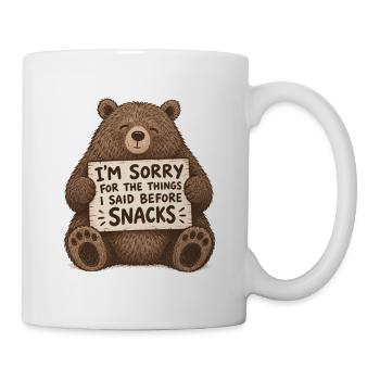 Bär mit Schild: Sorry für Snacks - Tasse - Weiß - Rechts