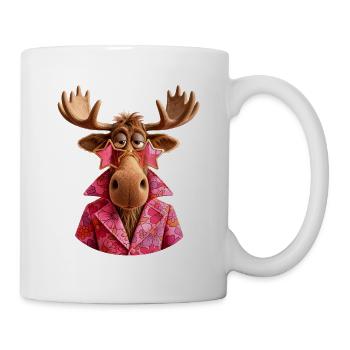 Retro-Elch mit Sternbrille – 70er-Jahre-Look - Tasse - Weiß - Rechts