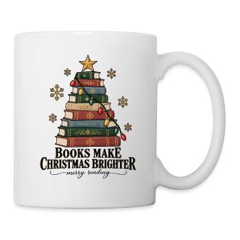 Books Make Christmas Brighter – Bücherliebe - Tasse - Weiß - Rechts