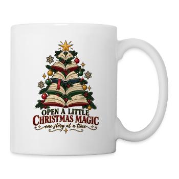 Open a Little Christmas Magic – Bücherweihnacht - Tasse - Weiß - Rechts