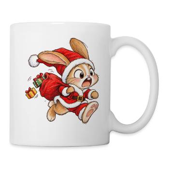 Süßes Hüpfendes Kaninchen Winterpaket-Hasen-Kunst - Tasse - Weiß - Rechts