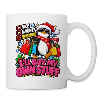Weihnachts-Pinguin: Eigenes Zeug - Tasse - Weiß - Rechts