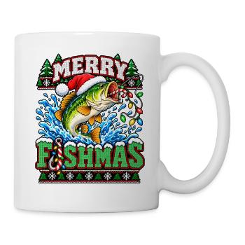 Fischmas Weihnacht: Springender Fisch - Tasse - Weiß - Rechts