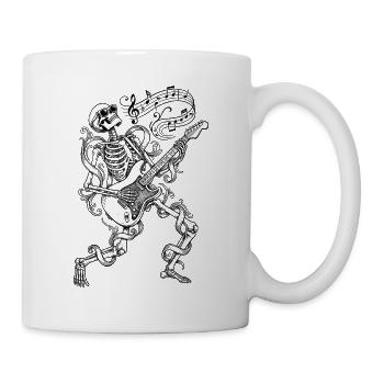 Rock Musik, Rocker, Gitarre, Gitarrist, Skelett - Tasse - Weiß - Rechts