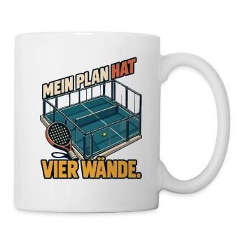 PADEL - Mein Plan Hat Vier Wände Tennis - Tasse - Weiß - Rechts
