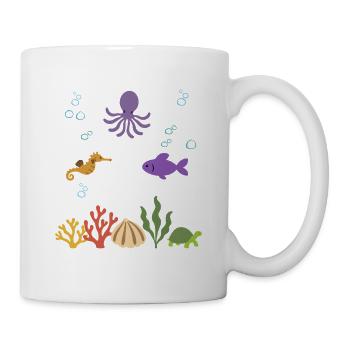 Krake Unterwasser Kinder Seepferdchen Fisch - Tasse - Weiß - Rechts