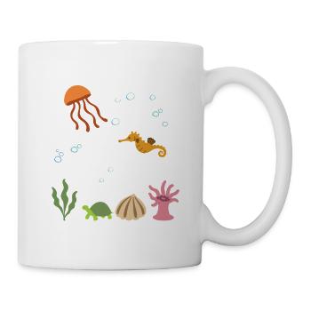 Qualle Unterwasser Kinder Seepferdchen Meereswelt - Tasse - Weiß - Rechts