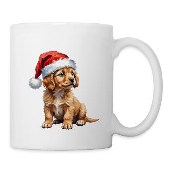 Süßer Welpe mit Weihnachtsmütze - Tasse - Weiß - Rechts