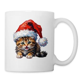 Süßes Kätzchen mit Santa-Hut - Tasse - Weiß - Rechts