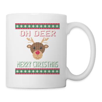 Oh Deer - Rentier Weihnachtspullover - Tasse - Weiß - Rechts