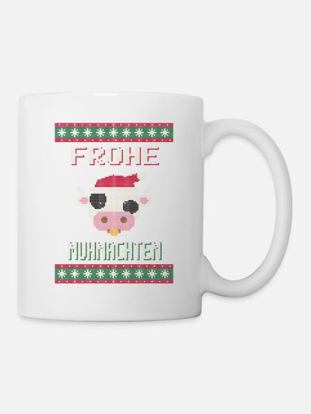 Frohe Muhnachten - Kuh Ugly Sweater - Tasse - Weiß
