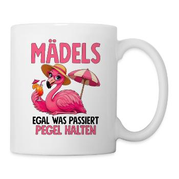  Mädels Pegel Halten Flamingo Mädelsabend Sommer - Tasse - Weiß - Rechts