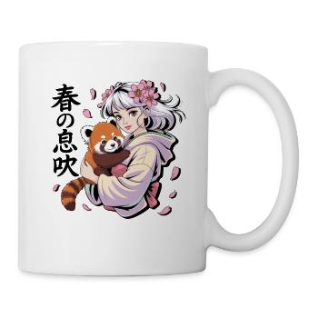  春の息吹 Anime Mädchen Mit Rotem Panda Sakura - Tasse - Weiß - Rechts