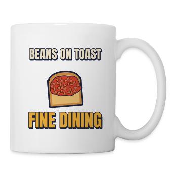 Bohnen auf Toast Fine Dining Lustiges britisches Essen - Tasse - Weiß - Rechts