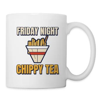 Freitagabend Chippy Tea Lustige britische Pommes - Tasse - Weiß - Rechts