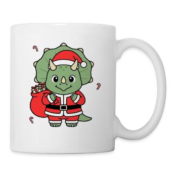 Süßes Kawaii Triceratops Weihnachtsgeschenk für den Weihnachtsmann - Tasse - Weiß - Rechts