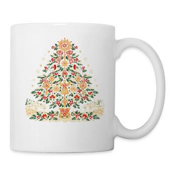 Polnischer Volks-Weihnachtsbaum mit Strohschmuck - Tasse - Weiß - Rechts
