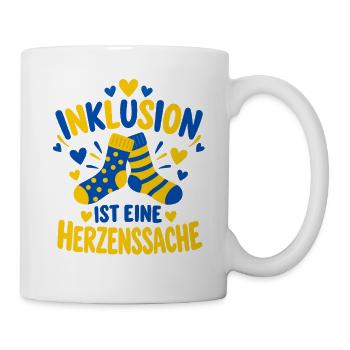 Inklusion ist eine Herzenssache – Down Syndrom - Tasse - Weiß - Rechts