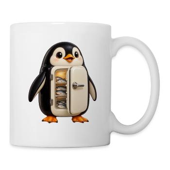 Pinguin-Kühlschrank voller Fisch – Tierhumor - Tasse - Weiß - Rechts