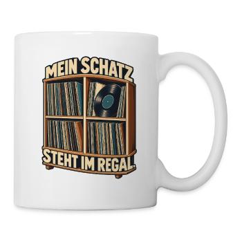 Vinyl Mein Schatz steht im Regal - Tasse - Weiß - Rechts