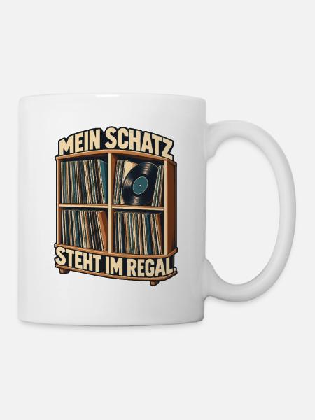 Vinyl Mein Schatz steht im Regal - Tasse - Weiß