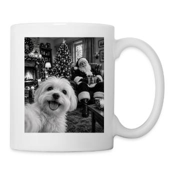 Malteser Hund Selfie Weihnachtsmann - Tasse - Weiß - Rechts
