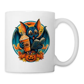 Halloween-Fledermaus mit Pumpkin-Spice-Latte - Tasse - Weiß - Rechts
