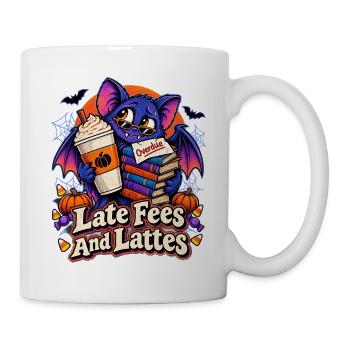 Halloween-Fledermaus Late Fees And Lattes - Tasse - Weiß - Rechts