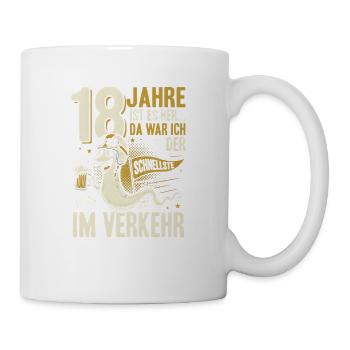 Rennschnecke 18 Geburtstag Verkehr Spruch - Tasse - Weiß - Rechts