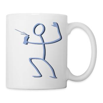 Blauer Strichmensch Spritz Graffiti Spray - Tasse - Weiß - Rechts