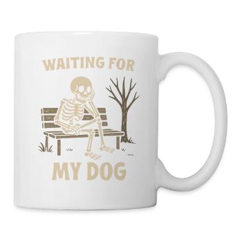 Warte Auf Meinen Hund Halloween Spaß - Tasse - Weiß - Rechts