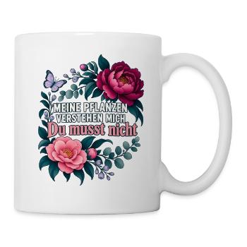 Pflanzenmama Geschenkidee Pfingstrosen Gärtnern - Tasse - Weiß - Rechts