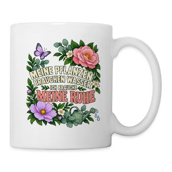 Gartenfreunde Geschenkidee Pflanzenmama Blumen - Tasse - Weiß - Rechts