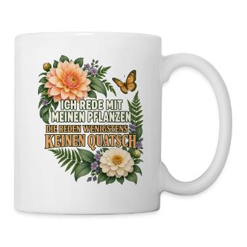 Hobbygärtnerin Geschenkidee Pflanzenmama Blumen - Tasse - Weiß - Rechts