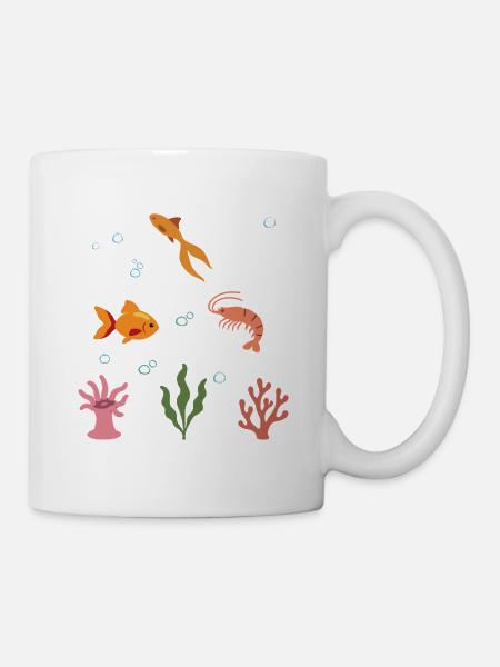 Goldfisch Unterwasser Kinder Fisch Garnele - Tasse - Weiß