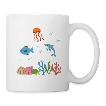 Qualle Unterwasser Kinder Fisch Delfin - Tasse - Weiß - Rechts