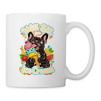Bulldogge liebt Eiscreme Illustration - Tasse - Weiß - Rechts