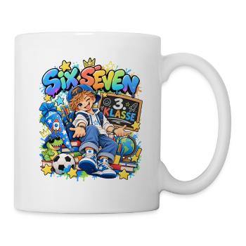 Dritte Klasse Schulfreude Illustration - Tasse - Weiß - Rechts