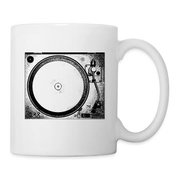 TECHNO T-Shirt - Vinyl Plattenspieler - Tasse - Weiß - Rechts