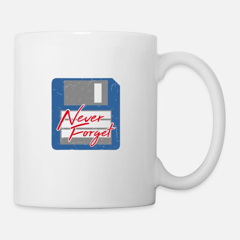 Never Forget Diskette Computer Memory PC Retro - Mug - white