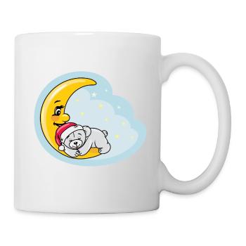 Sleeping teddy bear on the moon - Mug - white - Right