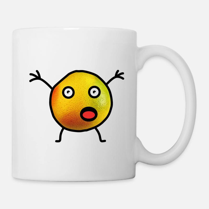 Frucht mit Gesicht Obst Spaß Cartoon Style Kinder - Tasse - Weiß