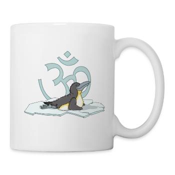 The yoga penguin sings the O on its ice floe - Mug - white - Right