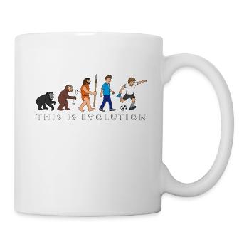 evolution_fussball_comic_a - Tasse - Weiß - Rechts