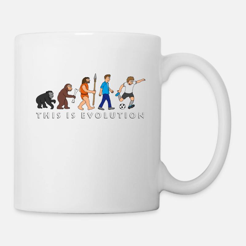 evolution_fussball_comic_a - Tasse - Weiß