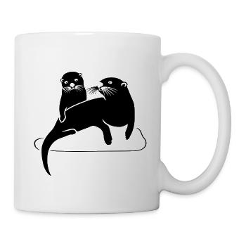 otter fischotter baby biber tier nager beaver - Tasse - Weiß - Rechts
