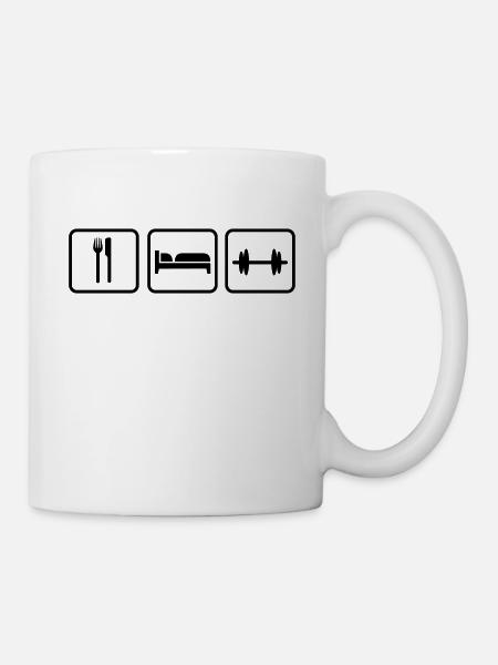 Eat Sleep Lift, Eat Sleep Gym, Eat Sleep Train - Mug blanc - blanc