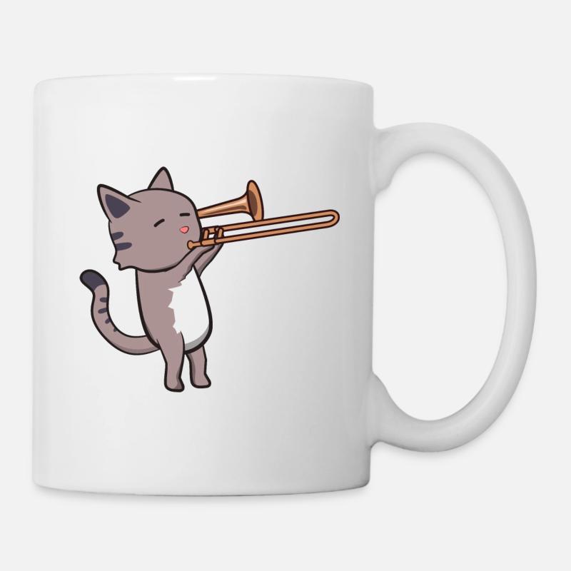 Trombone trombone trombone band wind band cat - Mug - white